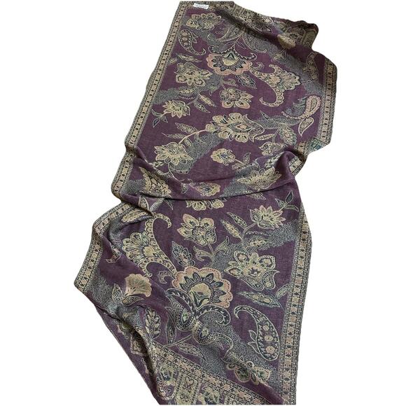 PASHMINA Women’s Floral Design Scarf 100% Paskmina with Fringe Shaul “27X70” - Picture 1 of 5